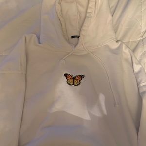 Brandy Melville Tein butterfly hoodie white